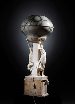 A R. Gremigni alabaster floor lamp, Italy, probably 1910-20's.