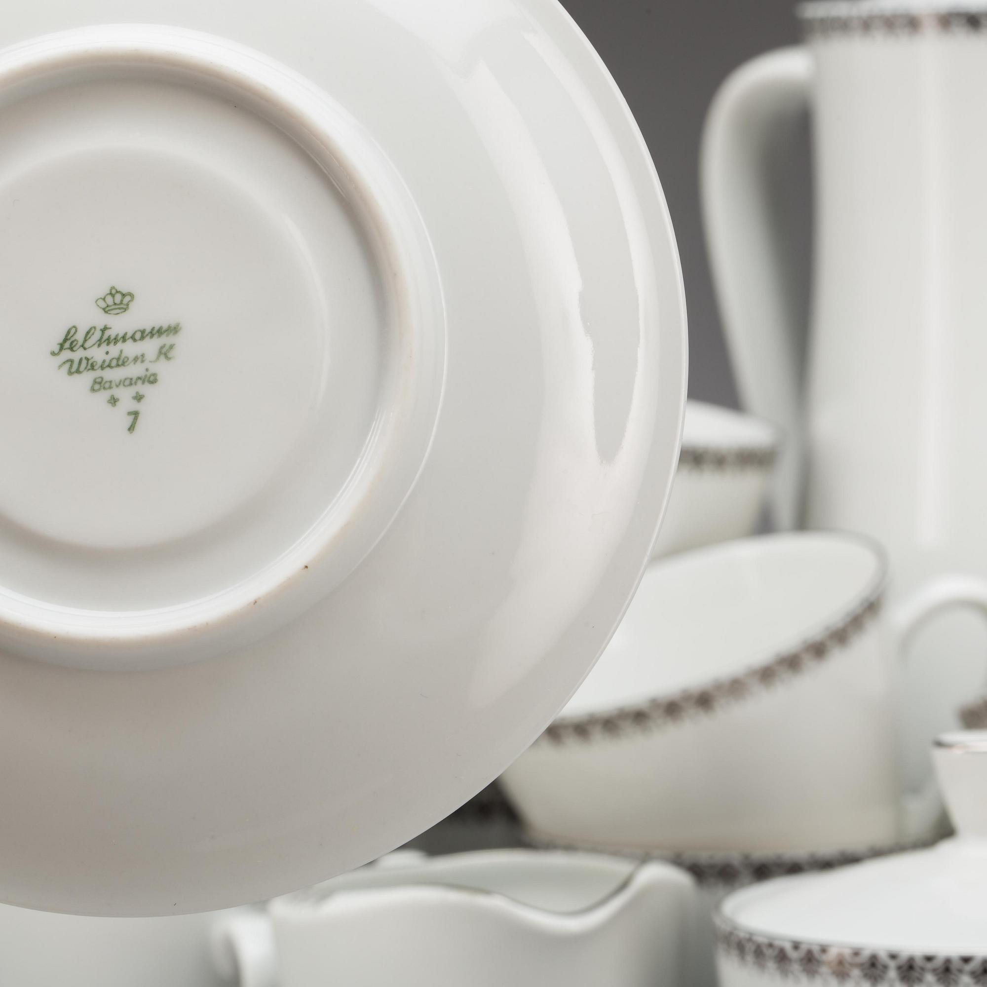 KAFFESERVIS, porslin, 28 delar, Seltmann Weiden K, Bavaria. 1900-talets mitt.