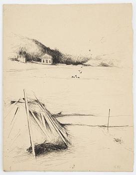 Karl Nordström, ink drawing, signed.