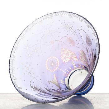 Edward Hald, an engraved glass bowl "Fireworks", Orrefors, Sweden 1945.