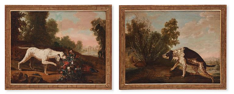 Jean-Baptiste Oudry, efter, Hund och rapphöns, 2 st.