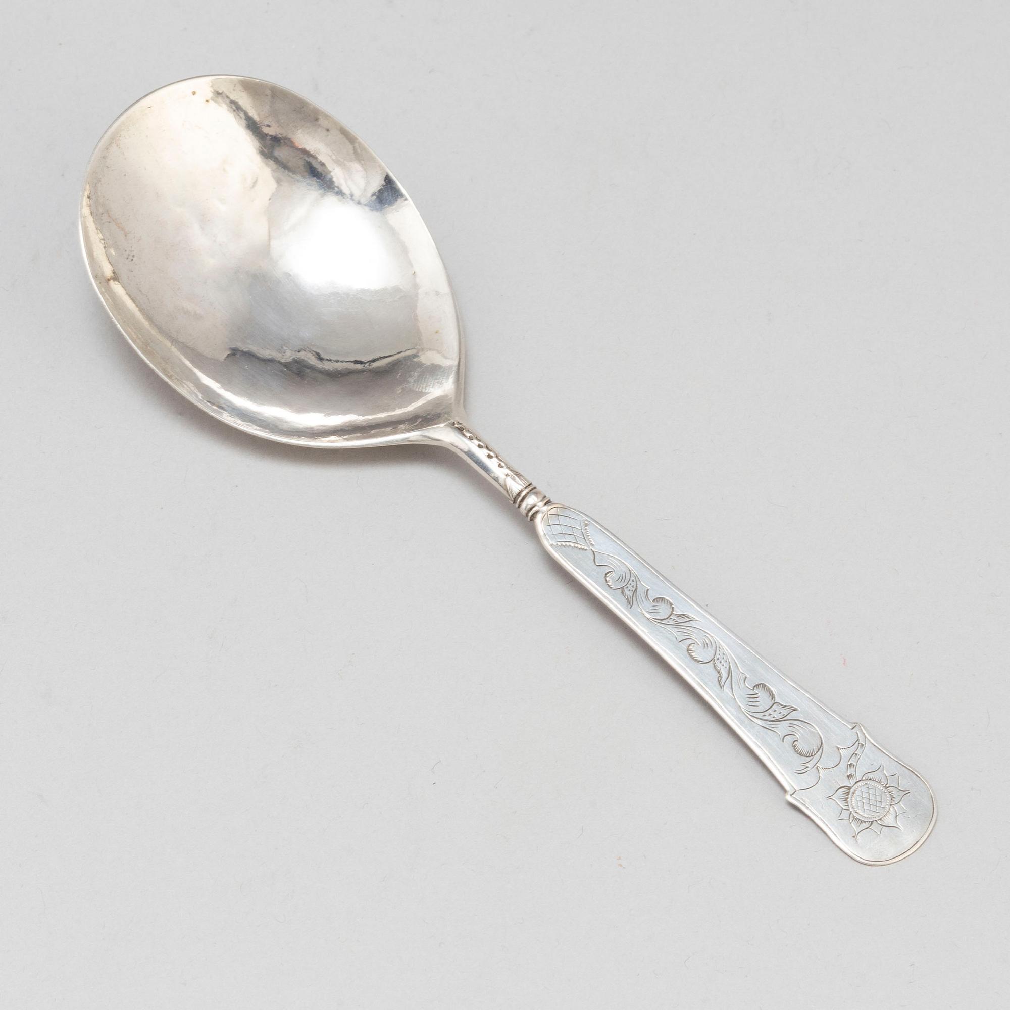 A vodka silver spoon. Norway 17th century.