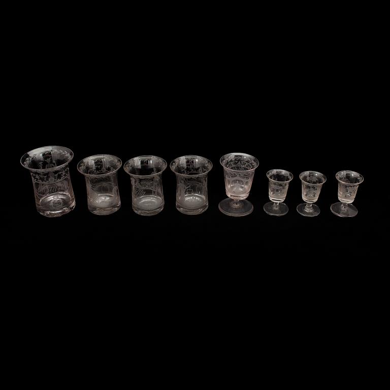GLAS, 8 st, Sverige, omkring 1800.