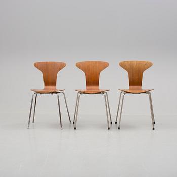 STOLAR, 3 st, "3105 / Munkegårdsstolen / Myggan", Arne Jacobsen, Fritz Hansen, Danmark, 1950-/60-tal.