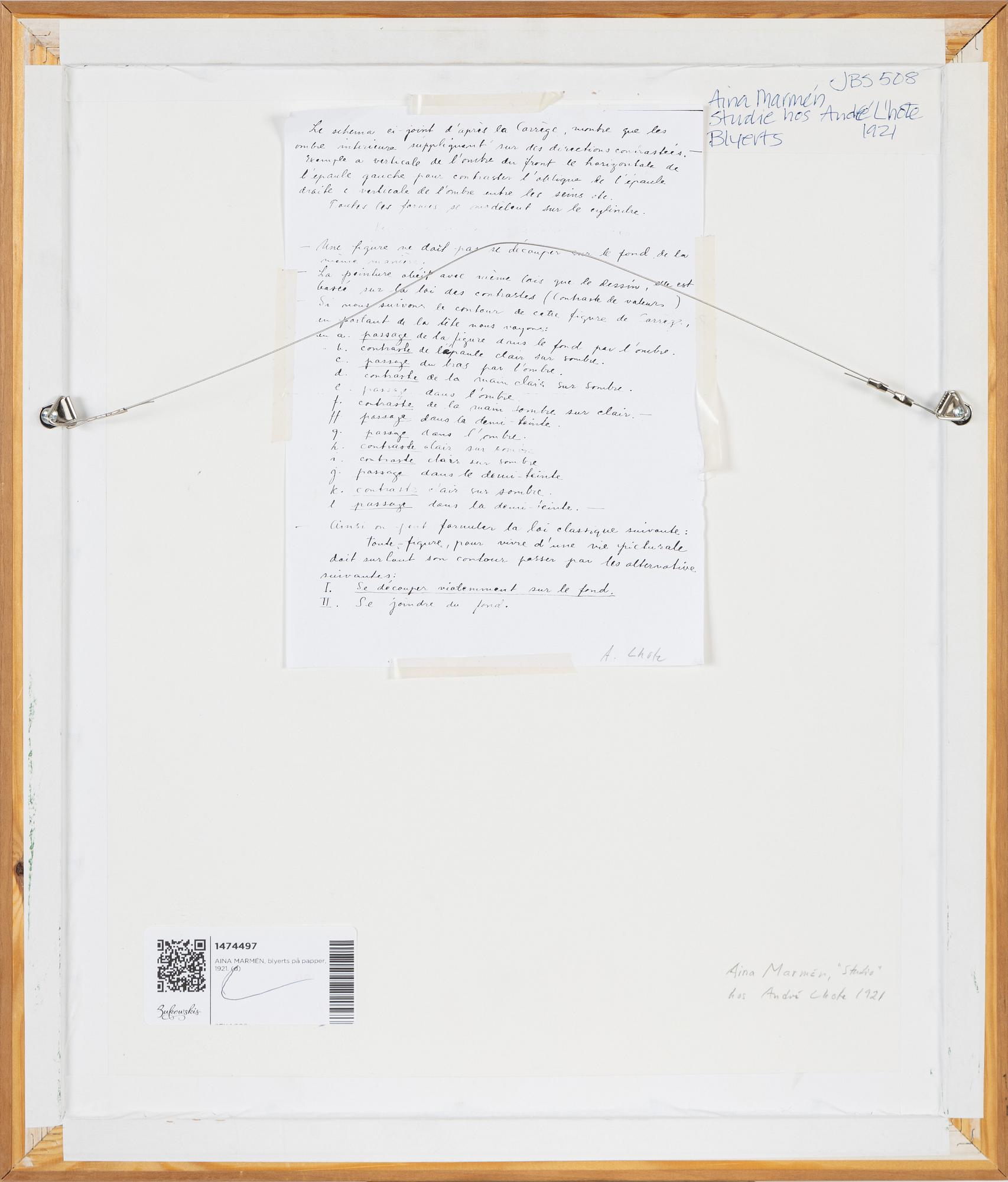 Aina Marmén, pencil on paper, signed.
