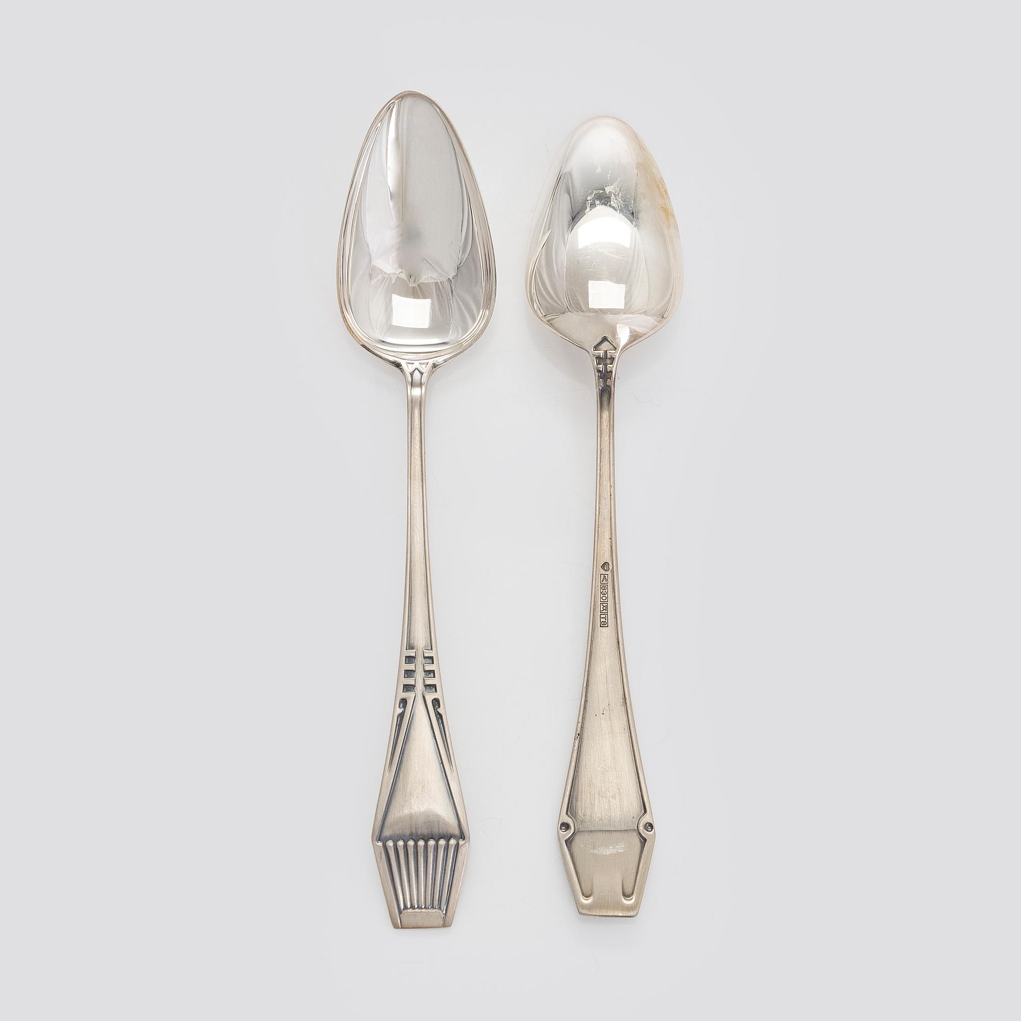Skedar, 12 st, silver  "Suomi", Kultateollisuus Oy, Åbo 1987-1996.