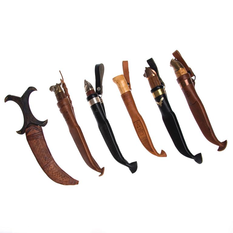 PUUKKO-KNIVAR, 6 st, Finland, bl.a. Marttiini, 1900-talets senare hälft.