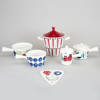 SERVISPORSLIN, 10 delar, "Picknick", Marianne Westman, Rörstrand, i produktion 1956-1969.