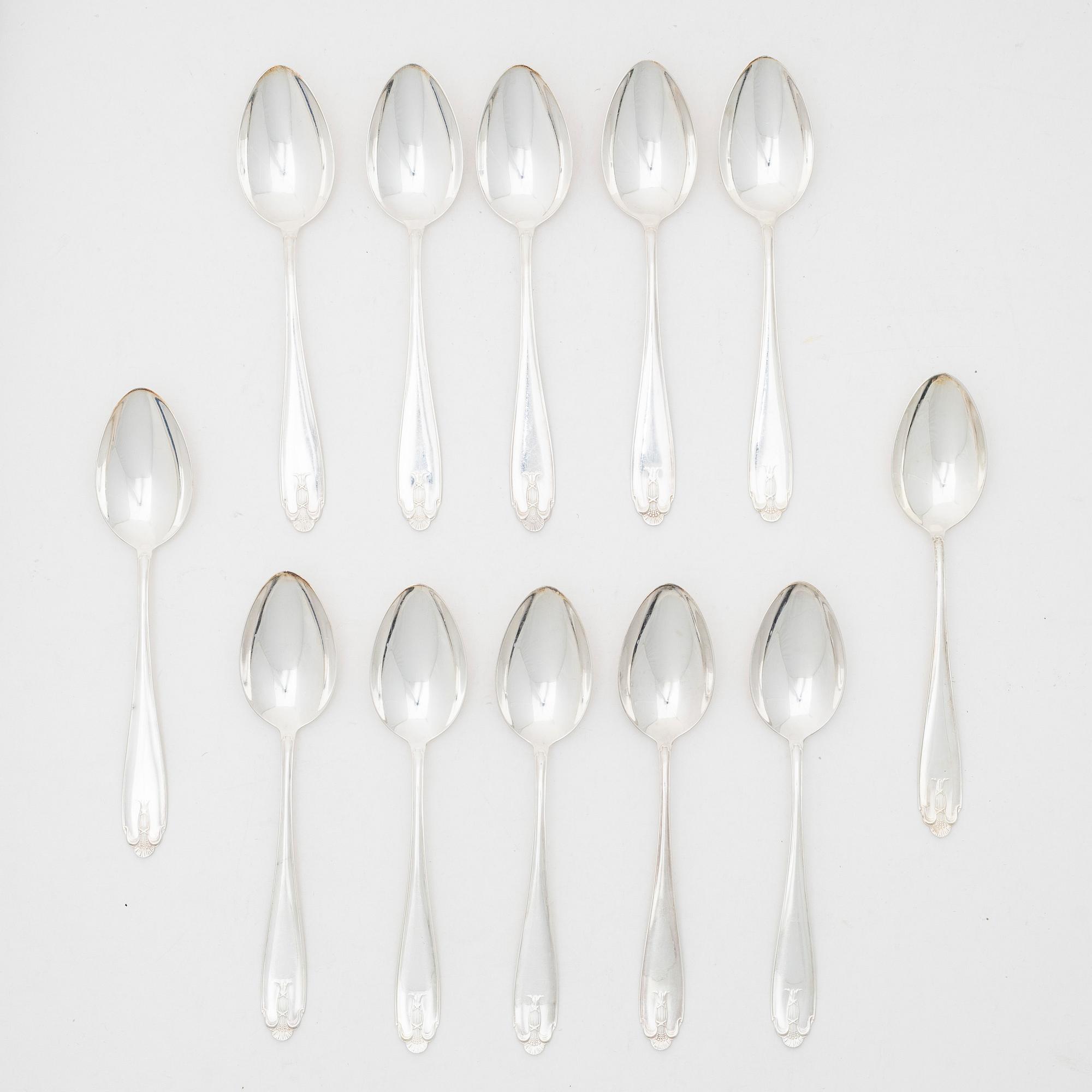 Spoons, 12 pcs, silver, "Wasa", GAB, 1946-1957.
