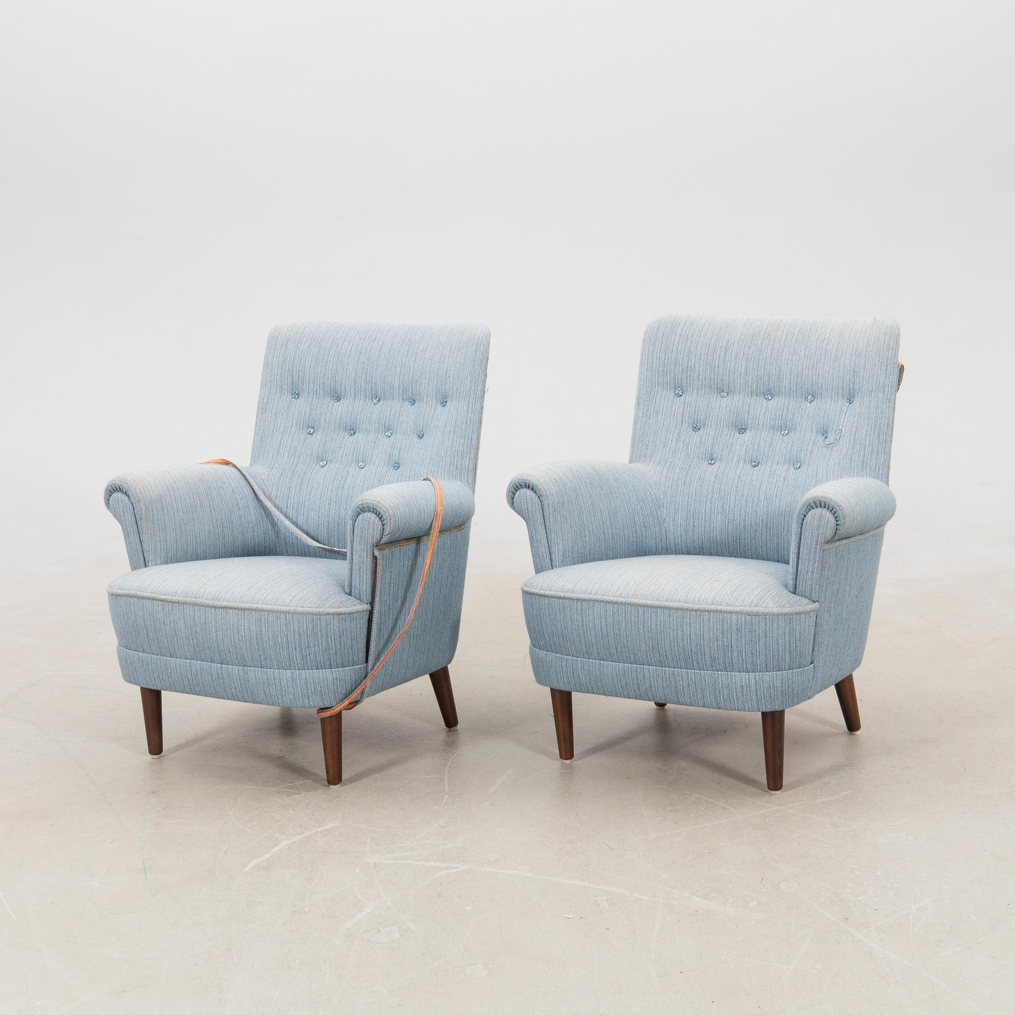 Carl Malmsten, fåtöljer 1 par, "Hemmakväll" sent 1900-tal.