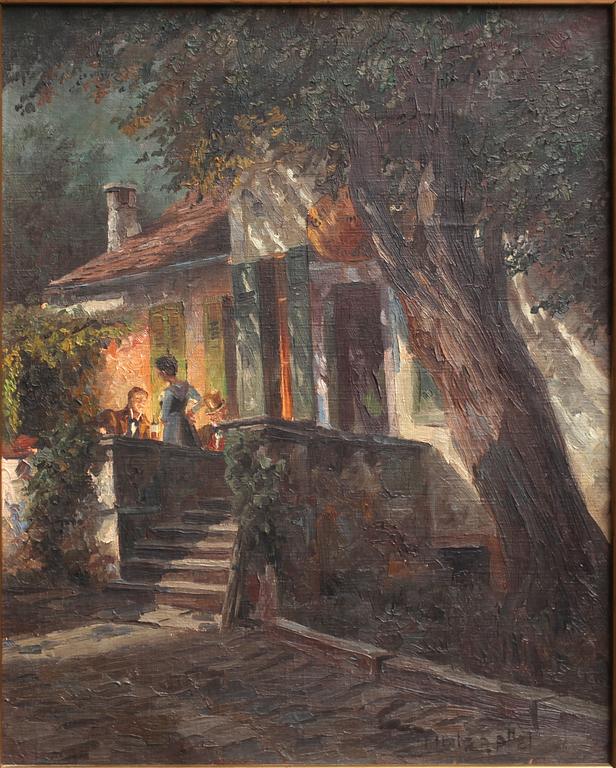 HANS HOLZAPFEL, olja på duk, sign, 1800/1900-tal.