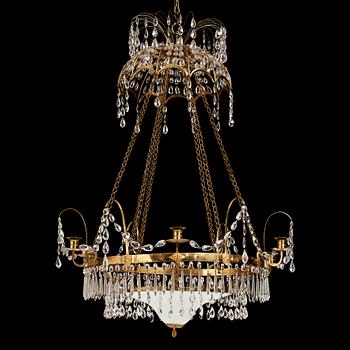 81. A late Gustavian around year 1800 6-light chandelier.