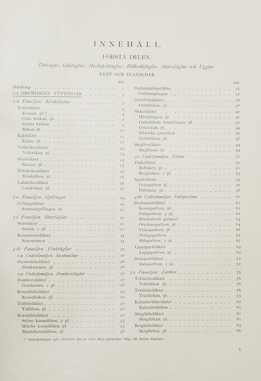 M, W & F VON WRIGHT, books, three volumes, 'Svenska fåglar', A. Börtzells tryckeri AB Stockholm, 1927-1929.