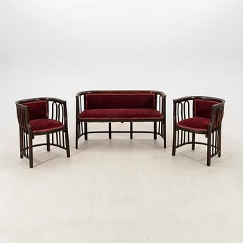 Sofa set attributed to Josef Hoffmann, early 20th century.