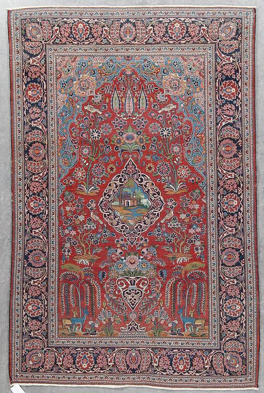 MATTA, old figural Keshan, ca 206x136 cm.