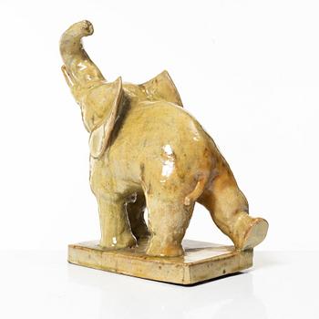 Allan Ebeling, a glazed ceramic sculpture of an elephant, Torshälla 1933.