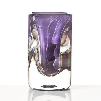 Ingeborg Lundin, an "ariel" glass vase, 'Ansikten' (Faces), Orrefors, Sweden 1969.