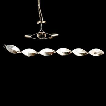 SMYCKEN, 4 del, silver, med olika stenar, 1900-talets mitt.