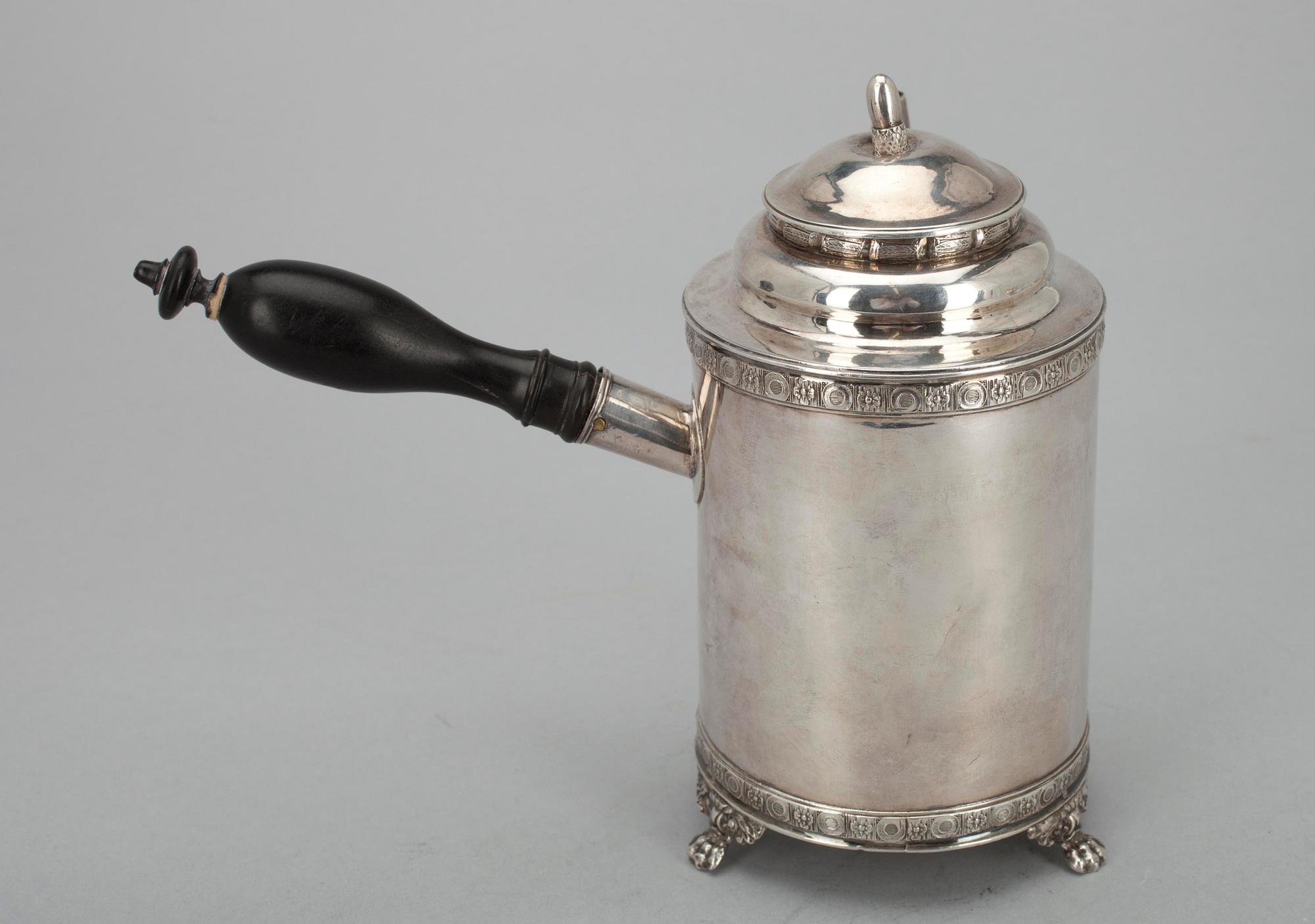 KAHVIKANNU, hopeaa, Lars Barvander, Tukholma 1779. Paino noin 448 g.