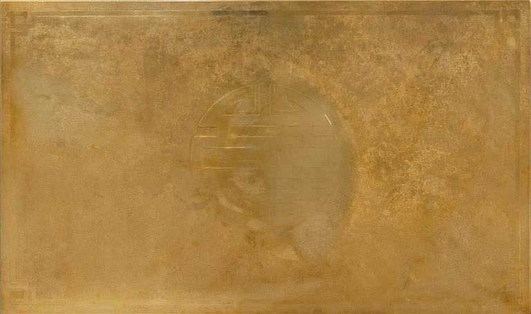 Georges Mathias coffee table whit brass top, signed, 1980's.