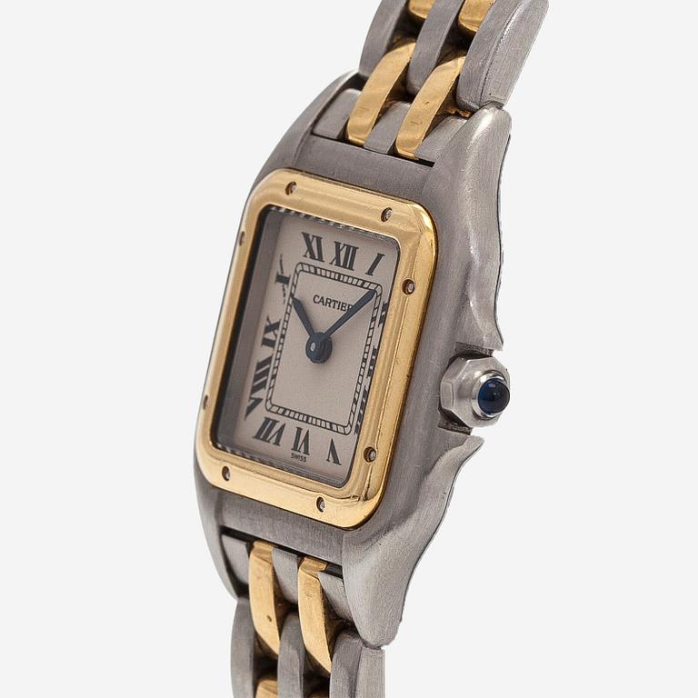 Cartier, ”Panthère”, rannekello, 21 x 21 mm, kultaa/terästä, kvartsi.