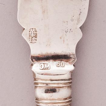 WING CHUNG, FISKBESTICK, 6+6 st, silver, Hongkong, sent 1800-tal.