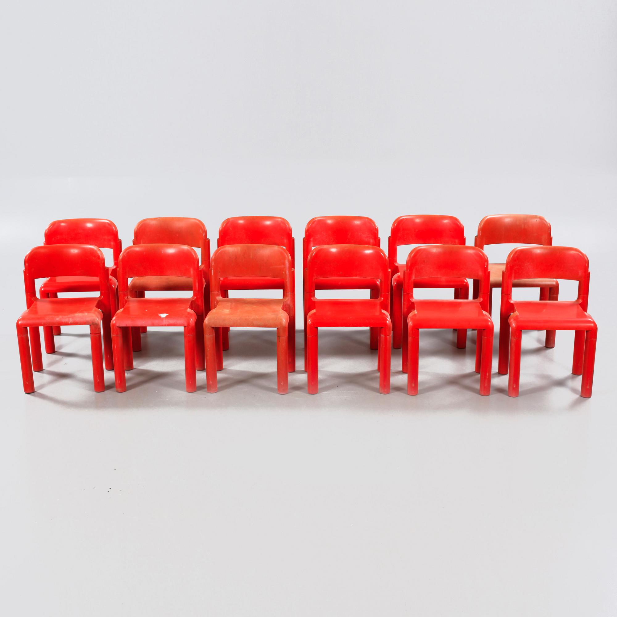 Twelve chairs designed by Eero Aarnio for Upo Oy in Finland, made in the fourth quarter of the 20th century.