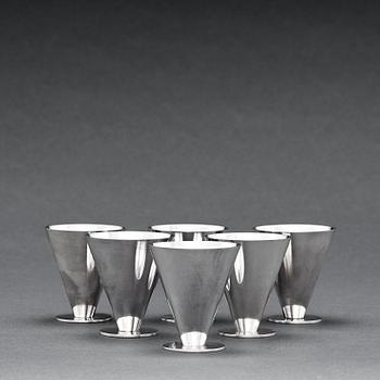 146. Wiwen Nilsson, a set of 6 sterling cocktail glasses, Lund 1950-1964.