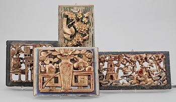 DEKORFRAGMENT, 4 delar, Kina, 1800/1900-tal.