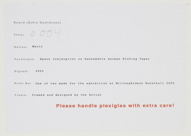 Dawid, photograph signed and dated 2005.