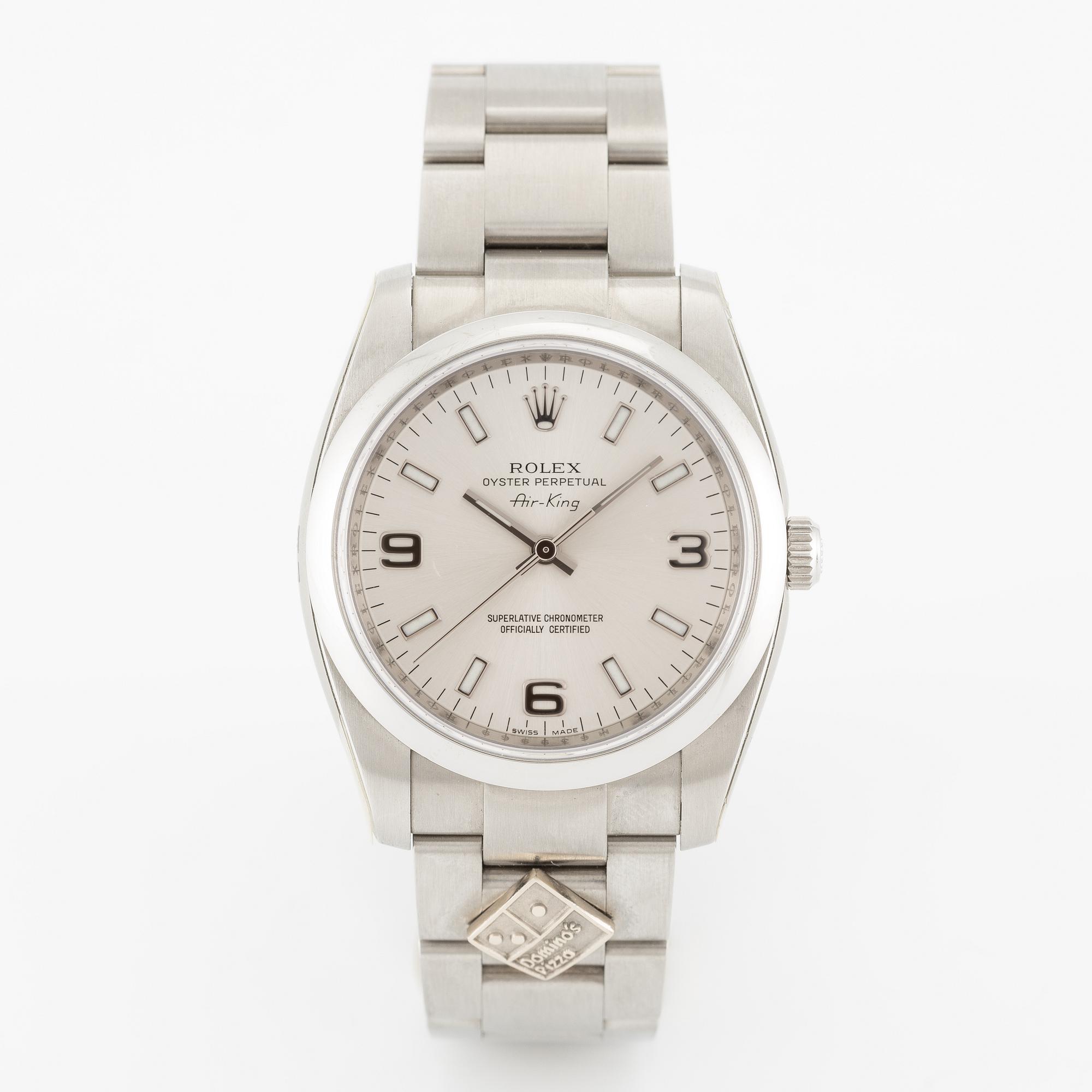 Rolex, Air-King, "Domino Pizza", wristwatch, 34 mm.