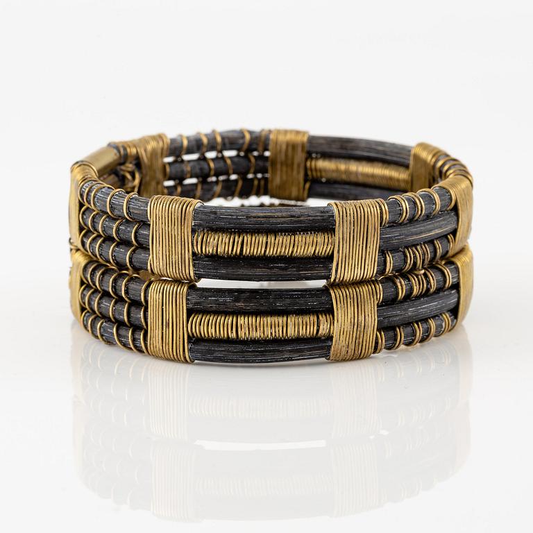 Vivianna Torun Bülow-Hübe, a bracelet, brass and rattan, Stockholm executed in her own workshop late 1940's.