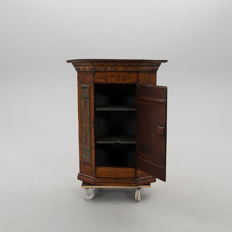 Corner hanging cupboard Southern Sweden dated 1783.
