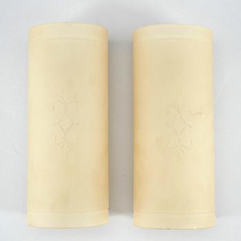 VÄGGLAMPOR, ett par, glas, 1920/30-tal.