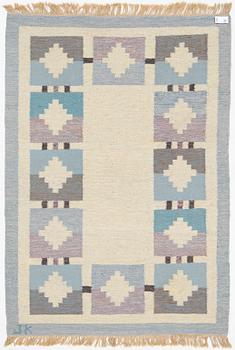 Karin Jönsson, a flat weave carpet, signed JK, ca 250 x 174 cm.