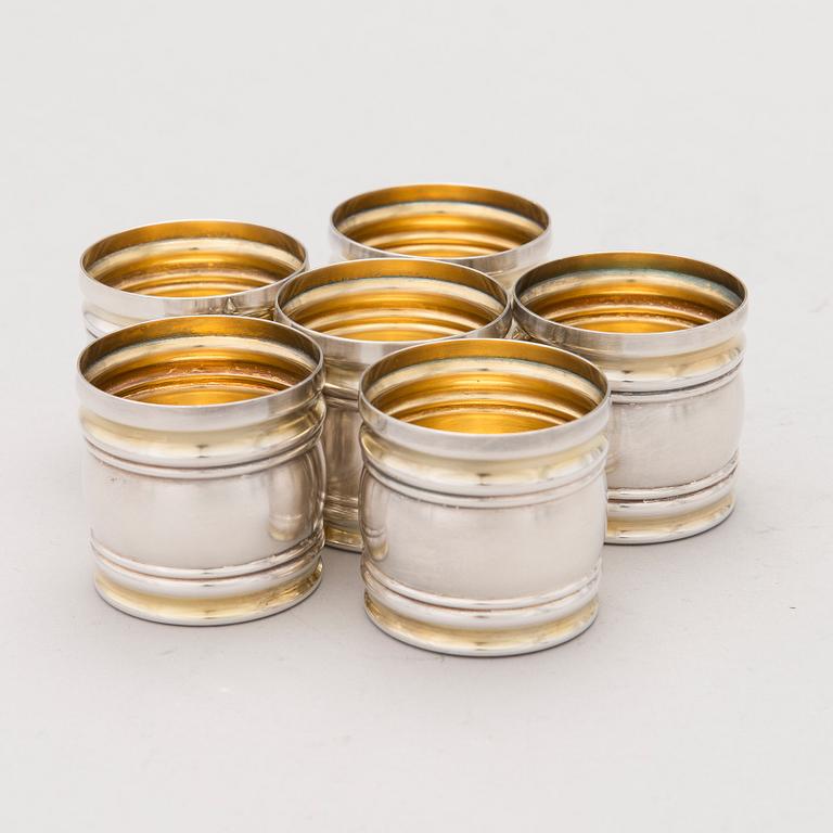 Six silver beakers by Kultakeskus, Hämeenlinna Finland 1991.