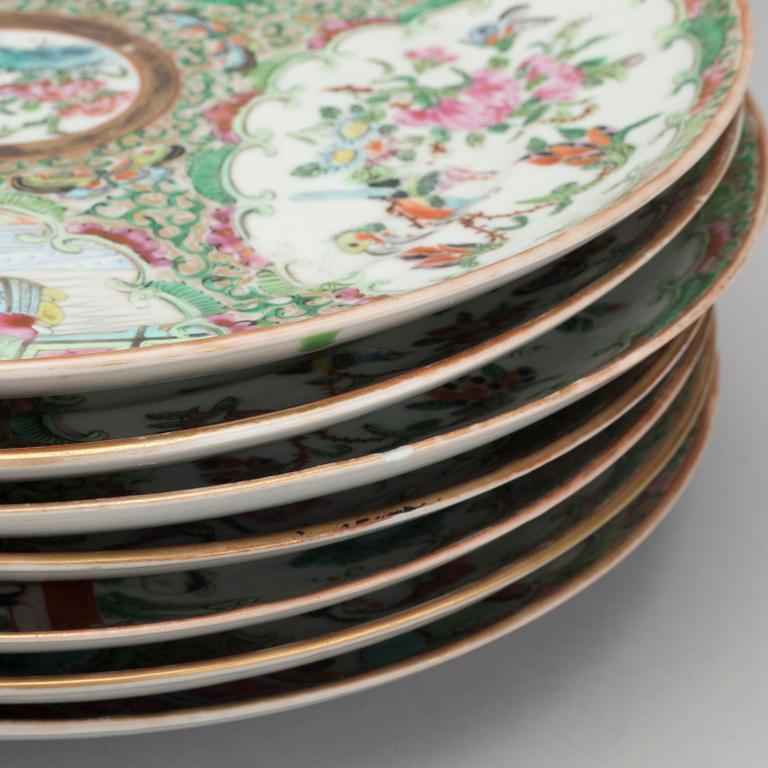 A set of seven Chinese Kanton porcelain plates.