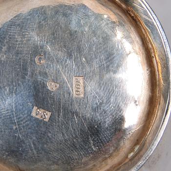 GRÄDDKANNA, silver, empire, Johan Olof Östlund, Gävle 1848.