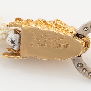 Collier biwapärlor lås 18K guld med runda briljantslipade diamanter.
