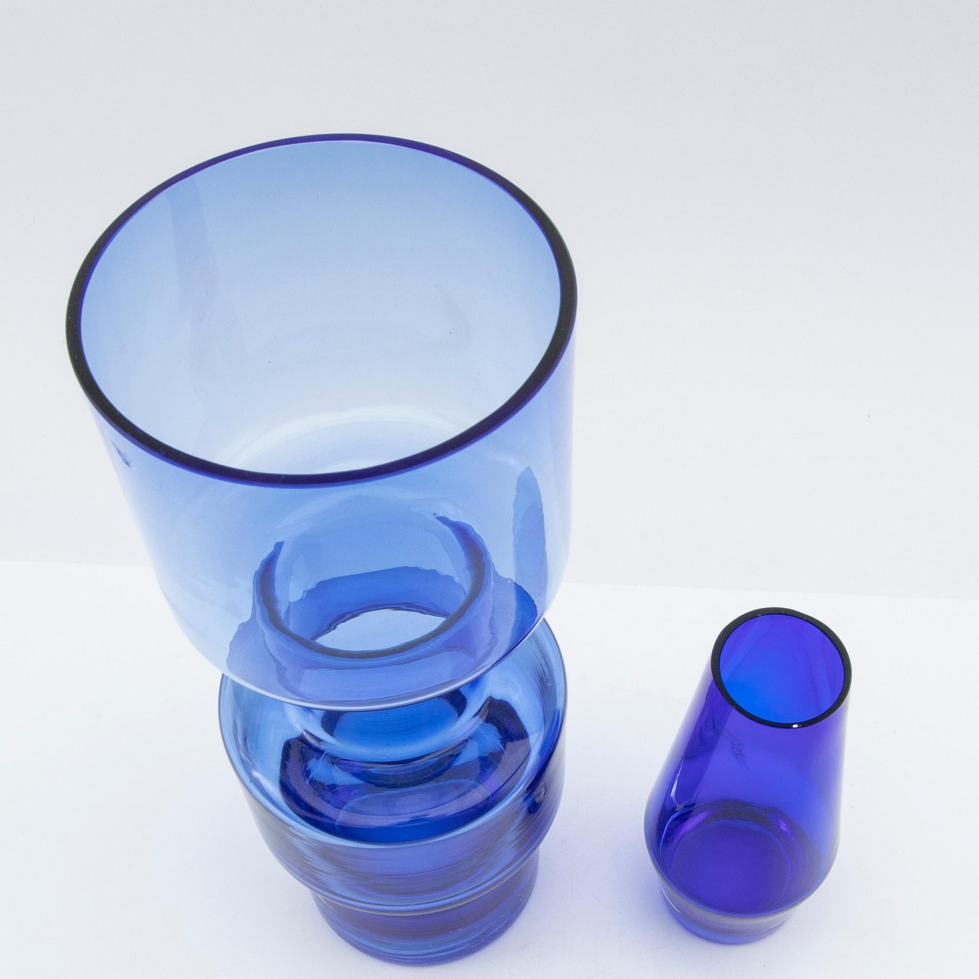 Tamara Aladin, vases, 4 pcs, glass, Riihimäen Lasi, Finland, 1960s/70s.