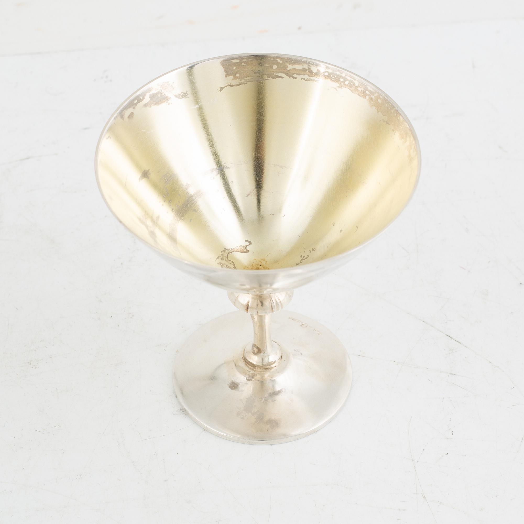 Folke Arström, cocktailglas, 14 st, nysilver, GAB.