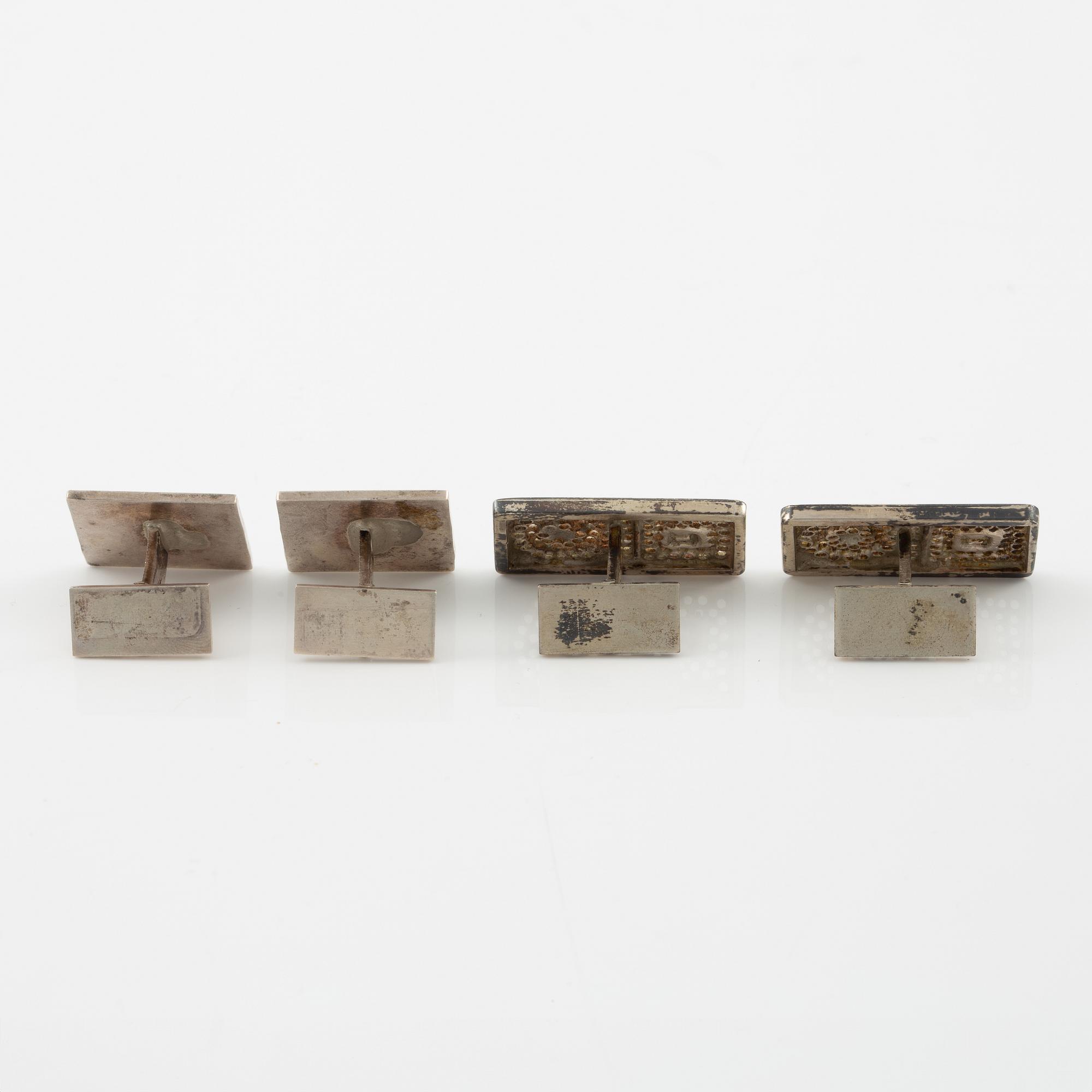 Lars Arby, fyra par manschettknappar, sterlingsilver, Göteborg 1966. 1967 och 1976.