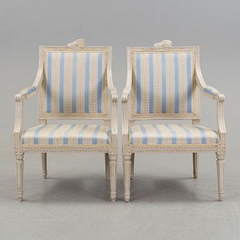 A PAIR SWEDISH GUSTAVIAN ARMCHAIRS, late 18th century.
