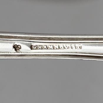A Swedish late 18th/early 19th century silver cutlery set, 60 pieces, and a mahogany box.