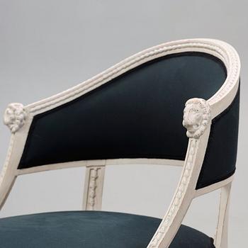 A pair of late Gustavian early 19th century armchairs.