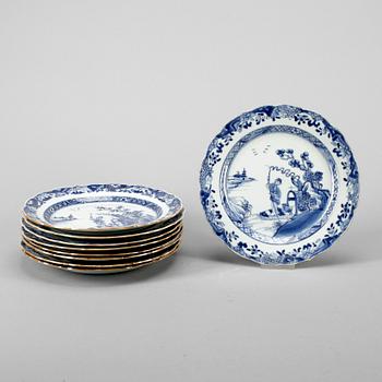 TALLRIKAR, 9 st, porslin, Qing dynastin, Qianlong (1735-96).