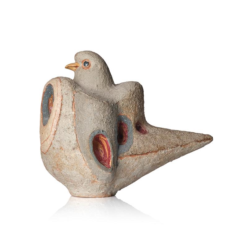 Tyra Lundgren, a chamotte stoneware sculpture of a bird, own studio, 1960.