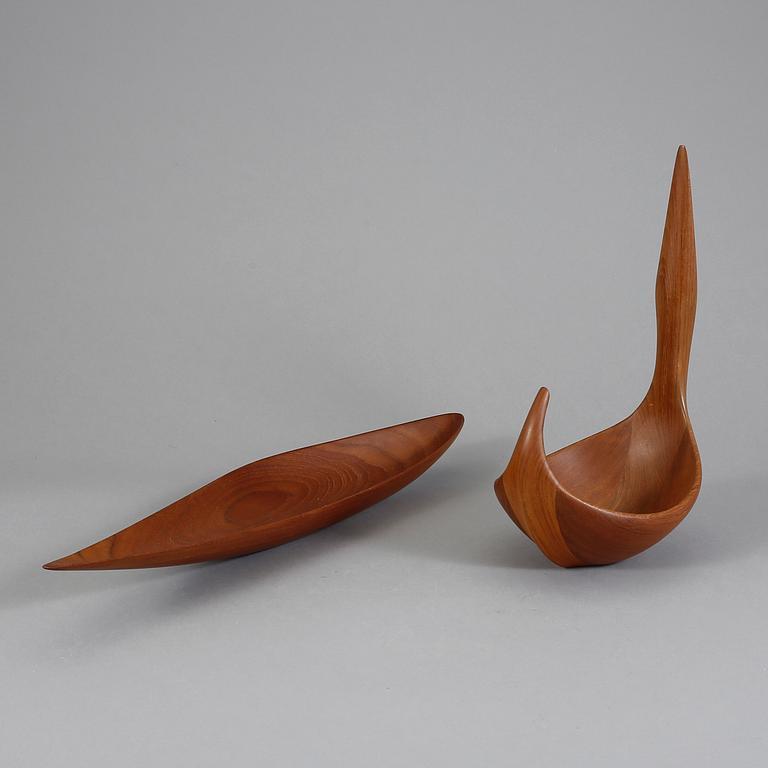 Two Johnny Mattson teak bowls, Sweden 1950's.