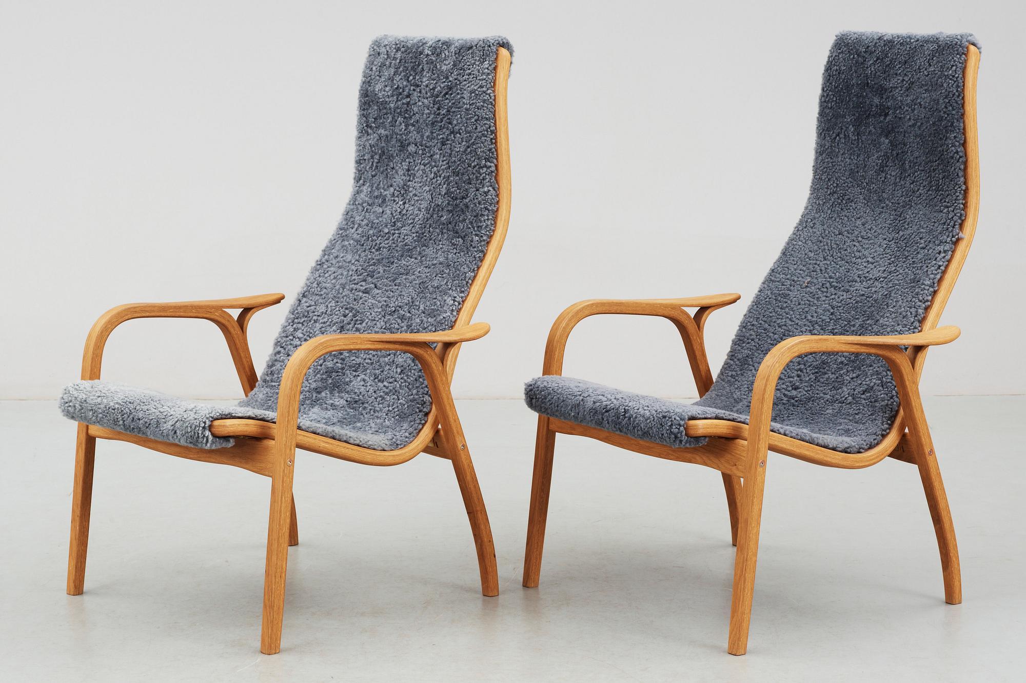 FÅTÖLJER, ett par, "Lamino", Yngve Ekström för Swedese, 1900-talets andra hälft.