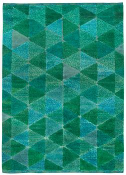 934. RUG. Knotted pile in relief (Reliefflossa). 232 x 164,5 cm. Designed by Ingrid Hellman-Knafve.